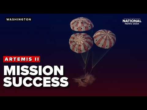 Watch Artemis II crew splashdown off California's coast