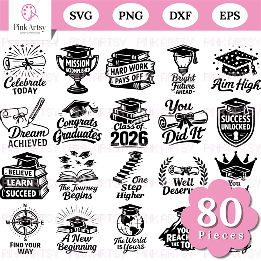 Graduation SVG Clipart Bundle, Congrats Graduate, Class of 2026 (digital Download) - Etsy