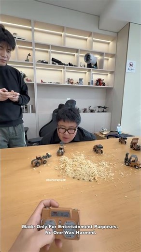 This Boy Eats Noodles Using Mini Bulldozers