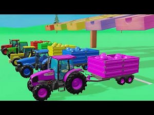 Learning Colors - A Wooden Garage for Tractors - Learn and Remember Colors