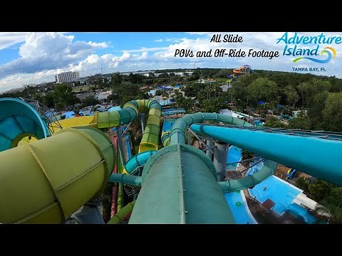 Adventure Island - Busch Gardens Tampa's Waterpark - All Slides - POVs and Off-Ride Footage