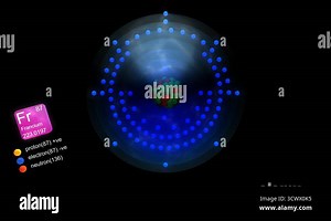 Francium atom, with element's symbol, number, mass and element type color Stock Video Footage - Alamy