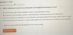 Question 1 of 20 : Select the best answert tor the question. 1.... | Filo