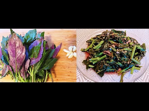 Garlic Handama recipe: also called Suizenjigusa or Okinawa Spinach (Gyunura Crepidioides)