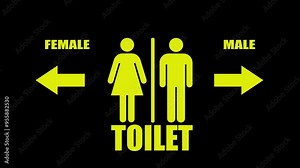 Neon man and female toilet icon animation. man, and female toilet or bathroom motion graphics. 4k video footage.