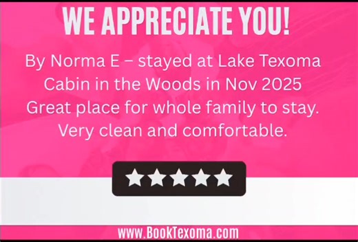 Book it today!  https://www.booktexoma.com/lake-texoma-cabin-in-the-woods-orp5b4b541x | BookTexoma | Facebook