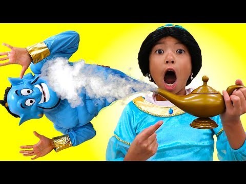 Wendy Pretend Play Jasmine Finding Magic Genie Lamp in Funny Aladdin Movie