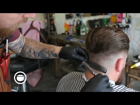 Slicked Back Haircut with Beard Trim
