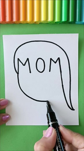 How to Turn Word MOM into Cartoon Mother's Day Drawing