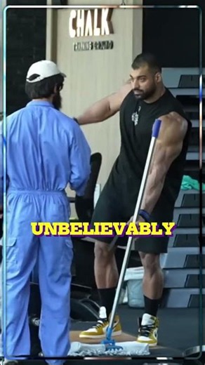 Giant Bodybuilder Laugh at The Cleaner Then Silent