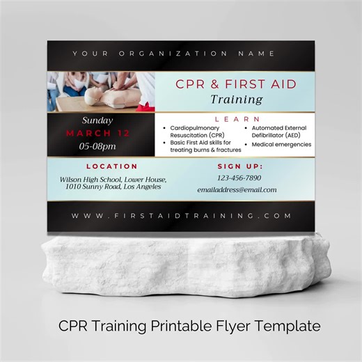 CPR Training Flyer, CPR Flyer, Cpr Template, Cpr First Aid and Instructor, Cpr Class Flyer, Fully Editable, Canva Template, Diy Flyer - Etsy