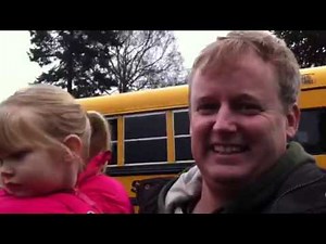 C's 1st school bus ride home! :)