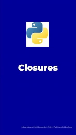 Closures #python #pythonprogramming #shorts