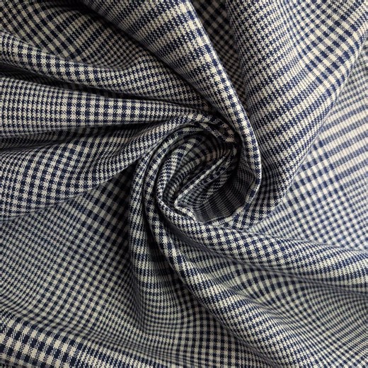 Dark Blue Checked Linen Cotton 55" Wide by the Yard - Etsy