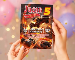 Hot Cars Birthday Invitation | Editable Canva Template: Printable and Mobile Versions | Dark Theme - Etsy Canada