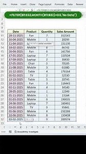 Filter Data by Month in Excel