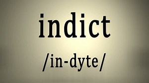 This animation includes a definition of the word indict.