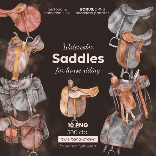Horse Saddles Types Clipart Bundle | Western English Dressage Hunting Spanish Saddle PNG | Equestrian Watercolor Tack | Horseback Riding Set - Etsy Australia