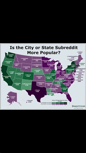Comparing State and City Subreddits in the US #gis #map #cartography #reddit #usa #seattle #texas