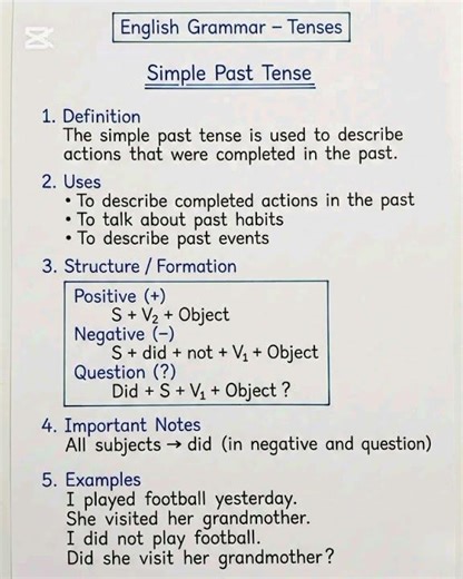 Simple Past Tense : A Quick Review #englishforbeginners