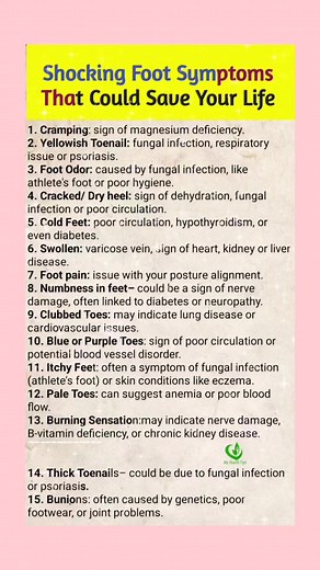 . . . Shocking Foot Symptoms That Could Save your Life #fbpost2025シ #reelsvideoシ #reelsviralシ #fbyシvideo #reelsviralシfb #reelsfbシ #ttendingreels #reelsfypシ #trendingreel #reelsfacebook #tiktok #Trump #canada | Daily Health & Beauty Tips