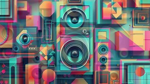 Ai background with stereo audio speakers Free Stock Video Footage