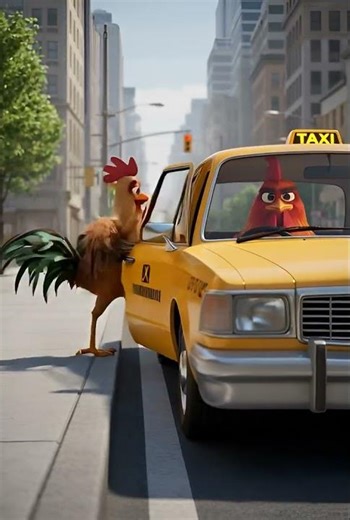 Rooster Taxi Driver Picks Up a Passenger 🚕🐔