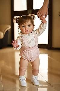 RXDOLL 26 Inch Reborn Baby Doll Big Size Reborn Toddler Girl Realistic Baby Dolls Life Size Standing Girl Look Real Children Reborn Babies Bebes Doll for Girls 3+