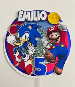Mario and Sonic Cake Topper, Mario and Sonic Party, Mario & Sonic Cake Topper, Mario Cake Topper, Mario Sonic Decorations - Etsy