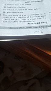 NEET-2020 (Phase-2) refractive index of the material(2) focal ... | Filo