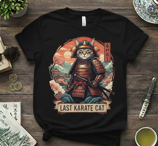Vibrant Karate Cat T-shirt - Japanese Warrior Kitty Tee - Karate Cat Lover Gift, Gift for Cat Lovers - Etsy
