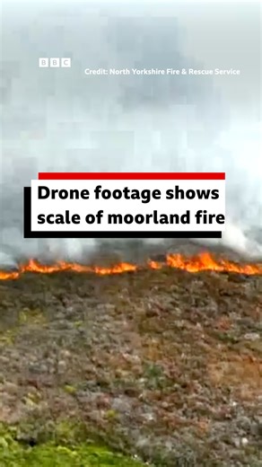 Emergency crews have been tackling this fire at Langdale Moor since Monday evening. Find out more here: https://bbc.in/4fzThbA | BBC York