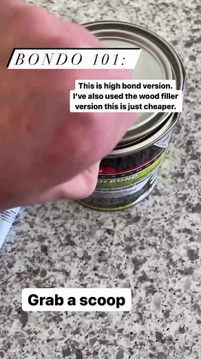 Bondo, have you heard of it? Bondo is used for repairing surfaces (walls, seams, etc). I like using it for projects, but there are a couple things you should know before jumping in yourself. This is MUCH harder than traditional wood filler and dries much faster. So don’t leave a bunch of excess that you’ll sand off later. It’s a great product that works super well, you just have to work SUPER quick! 🏃 #diyhome #kitchenrenovations #bedroomreno #diyhomeprojects
