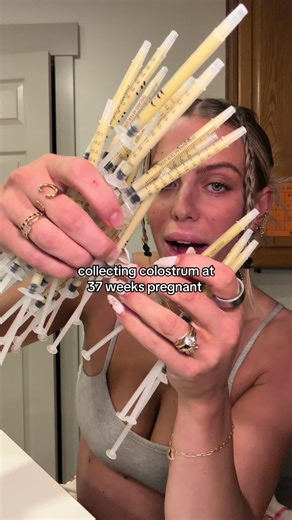 Colostrum collecting at 37 weeks pregnant!! 🥛 what other tips should I try doing this!?!! #colostrum #37weekspregnant #pumping #pregnantlife