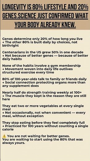 Longevity Is 80% Lifestyle and 20% Genes – Science Just Confirmed What Your Body Already Knew