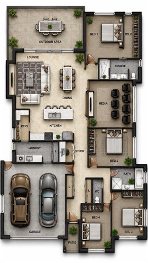 Luxury 4 Bedroom Modern House Floor Plan | Premium Home Design (4K)