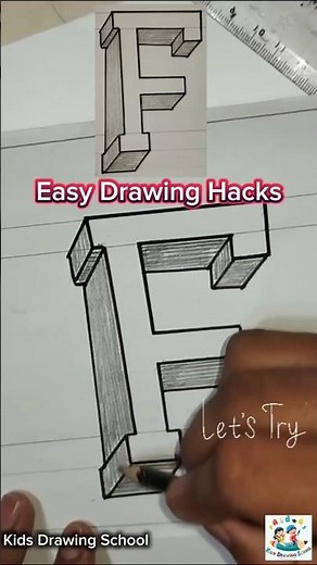 EASY 3D Letter F Drawing Tutorial | Amazing Optical Illusion Art #shorts #art #drawing