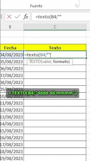Convertir fecha a texto en Excel