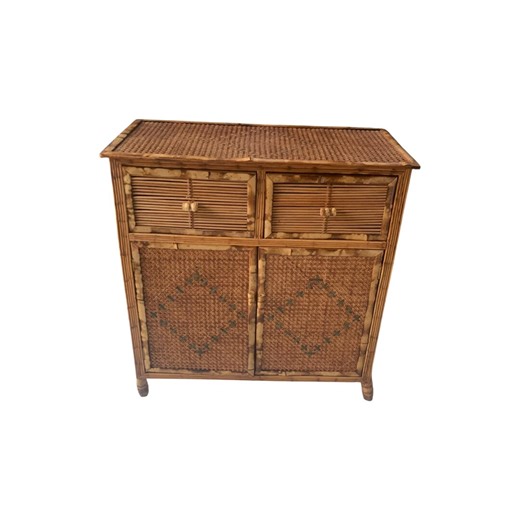 Burnt Bamboo and Cane Coastal Woven Rattan Cabinet - Etsy