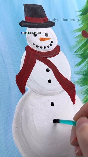 [clip] Painting a snowman Christmas scene 🎨☃ #Christmas #beginner #tutorials #snowman | Emily Seilhamer Art