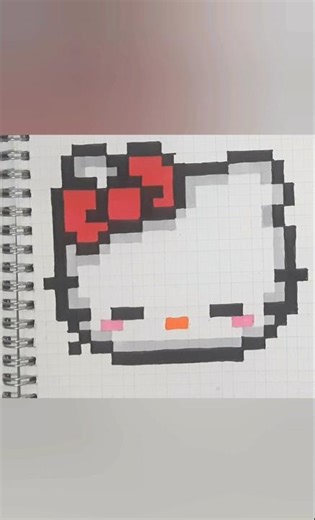 Cute Hello Kitty Pixel Art 🎀 Easy Graph Paper Drawing | #Shorts #drawing #art #pixelart #pixel