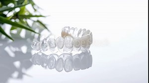 Clear invisible dental aligner for modern orthodontic treatment and teeth straightening, a concept for a perfect smile
