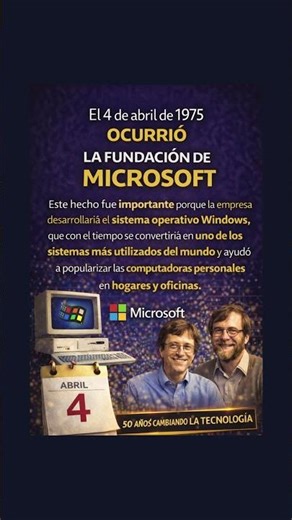 HOY hace 50 años nació Microsoft 💻La historia de Microsoft en 30 segundos