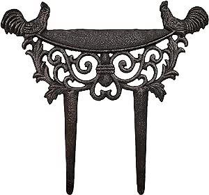 Lulu Decor, Cast Iron Garden Boot Scraper, Solid Decorative Design with Pointed Bottom for Easy in ground use, H 10" W 11"(1 pc Rooster)