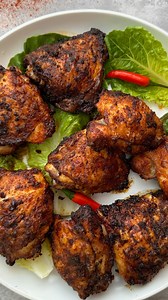Spicy Smokehouse Chicken Thighs Juicy, tender, SPICY SMOKEHOUSE CHICKEN THIGHS. Cooked to perfection in the air fryer!. Recipe below. Save! ☀️ Ingredients 1kg Chicken Thighs, bone in-skin on 2 tbsp Smokehouse seasoning ( I use the one from @marksandspencerfood ) 1 tsp Mild chilli powder 1 tsp Garlic granules *Cooking oil for spraying Method Step 1 - Combine the seasonings. Rub the chicken thighs with the seasoning mix, making sure to get under the skin as well. Step 2 - Spray the air fryer tray 