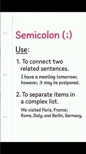 Semicolon (;) in English Grammar | Simple Rule with Examples