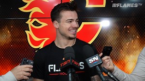 "It's gonna be awesome." Hunter Brzustewicz sounds off on making his Flames season debut tonight and on what he's looking to bring to the lineup. | Calgary Flames