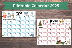 Printable Kids Calendars, 2025 Calendars,watercolor Calendars,printable Calendars, Homeschool Calendars, Kids Calendars, Cute Calendars - Etsy