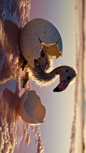 Flamingo Chick Hatching on Pink Salt Flat 🌸 | Cinematic Wildlife Birth in Sunlight | Nature #Shorts