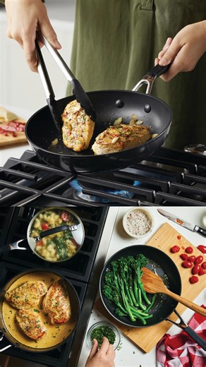 16K views · 44 reactions | https://psmt.club/465450tt Upgrade your kitchen with the KitchenAid Anodized Cookware Set! This 10-piece set, complete with nonstick surfaces and tempered glass lids, is a must-have for home chefs. Enjoy easy cooking and cleanup with this durable, high-quality collection. | PriceSmart Trinidad | Facebook